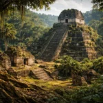 Antigos templos ocultos pela vegetação densa das florestas da Guatemala