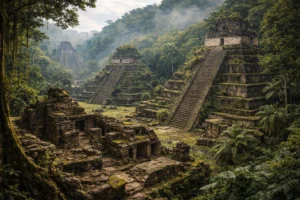 Ruínas esquecidas encontradas em regiões profundas da selva mexicana